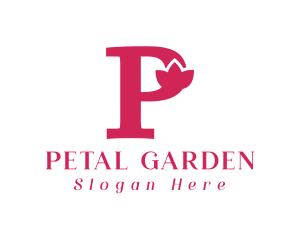 Pink Flower Letter P logo design