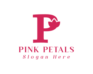 Pink Flower Letter P logo design