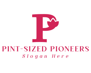 Pink Flower Letter P logo design