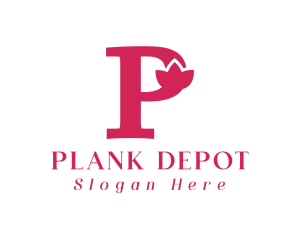 Pink Flower Letter P logo design