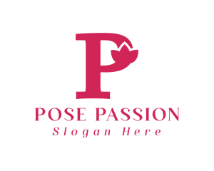 Pink Flower Letter P logo design