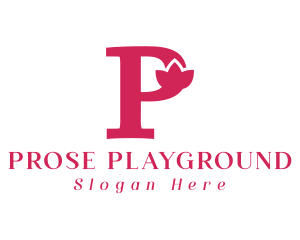 Pink Flower Letter P logo design