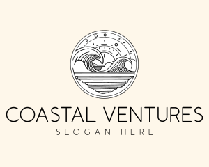 Minimalist Ocean Waves logo design