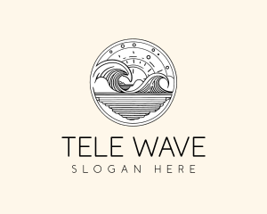 Minimalist Ocean Waves logo design