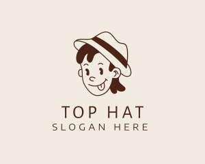 Girl Hat Tongue Character logo design