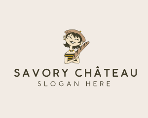 Baguette Bread Woman logo design