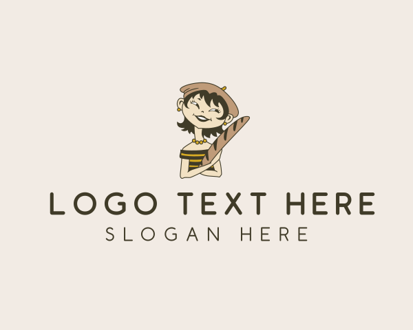 Baguette Bread Woman logo