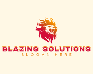 Fire Blazing Lion  logo