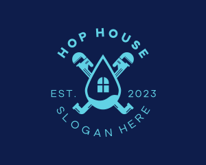 House Plumbing Droplet logo design