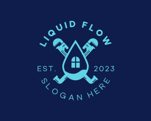 House Plumbing Droplet logo design