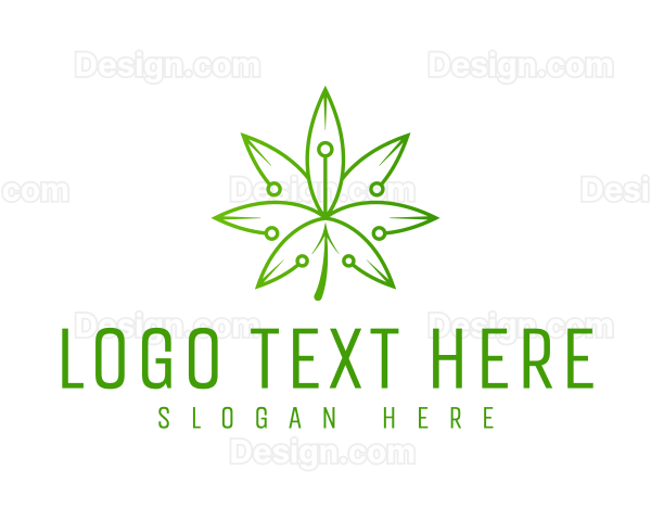 Technology Weed Leaf Logo