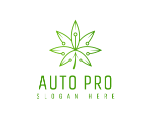 Technology Weed Leaf Logo