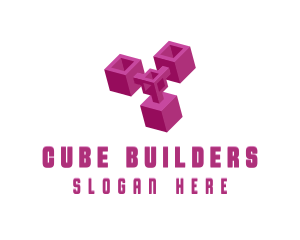 3D Cube Cyber App logo design