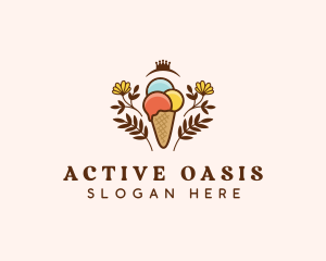 Flower Ice Cream  logo design