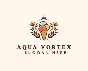 Flower Ice Cream  logo design