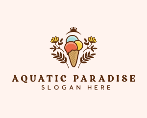 Flower Ice Cream  logo design