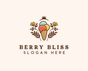 Flower Ice Cream  logo design