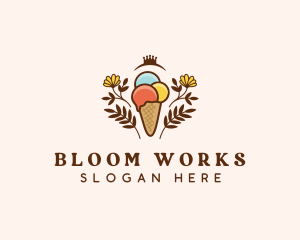 Flower Ice Cream  logo design