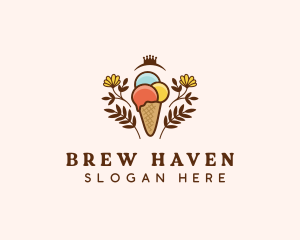 Flower Ice Cream  logo design