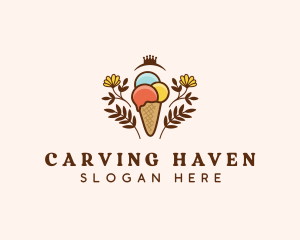 Flower Ice Cream  logo design