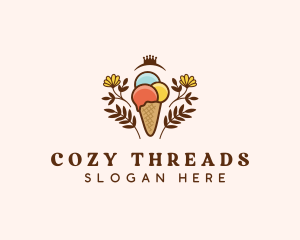 Flower Ice Cream  logo design