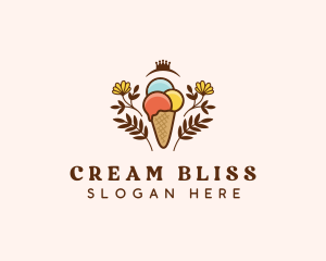 Flower Ice Cream  logo design