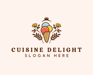 Flower Ice Cream  logo design