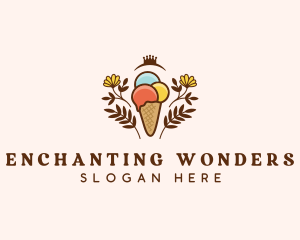 Flower Ice Cream  logo design