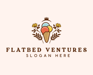 Flower Ice Cream  logo design