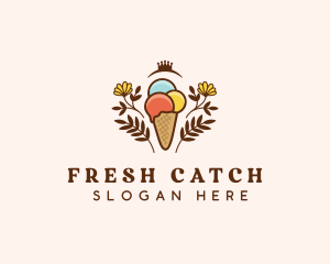 Flower Ice Cream  logo design