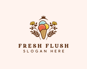 Flower Ice Cream  logo design