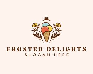 Flower Ice Cream  logo design