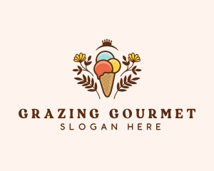 Flower Ice Cream  logo design