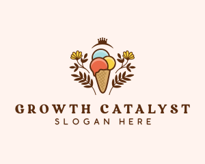 Flower Ice Cream  logo design