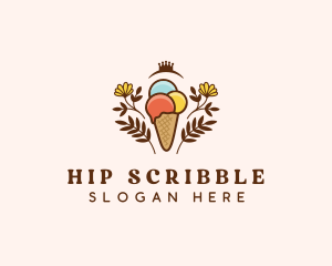 Flower Ice Cream  logo design