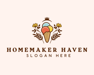 Flower Ice Cream  logo design