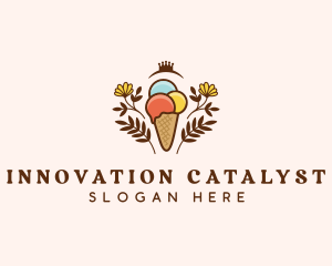 Flower Ice Cream  logo design