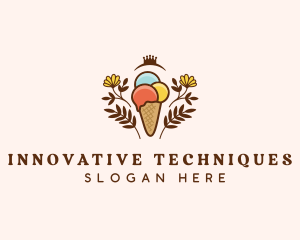 Flower Ice Cream  logo design