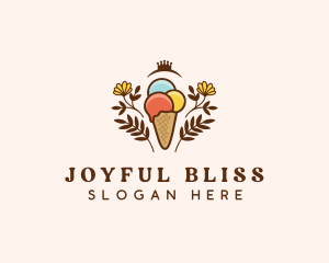 Flower Ice Cream  logo design