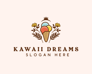 Flower Ice Cream  logo design