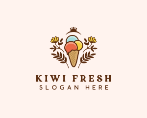 Flower Ice Cream  logo design