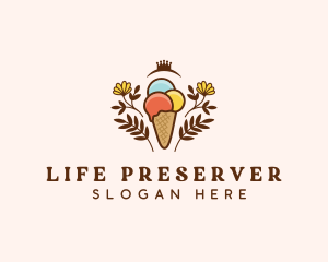 Flower Ice Cream  logo design