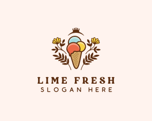 Flower Ice Cream  logo design