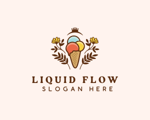 Flower Ice Cream  logo design