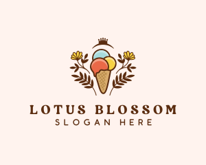 Flower Ice Cream  logo design