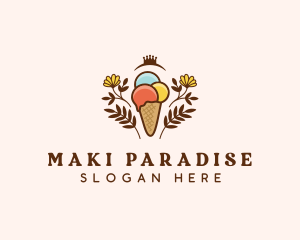 Flower Ice Cream  logo design