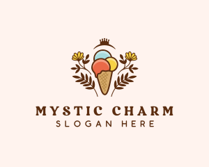 Flower Ice Cream  logo design