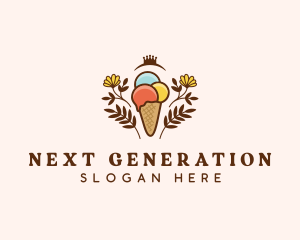 Flower Ice Cream  logo design