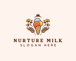 Flower Ice Cream  logo design