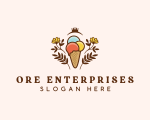 Flower Ice Cream  logo design